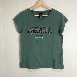 Harley Davidson Jamaica T-Shirt Green Size Medium Green 100% Cotton READ
